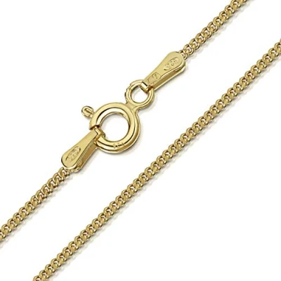 Afbeelding van Amberta Sieraden Echt 925 Sterling Zilver 18K Geel Verguld Keten Gourmet Halskettingen Collier voor Vrouwen en Man Unisex Lengte: 50cm