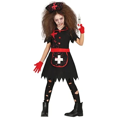 Afbeelding van Guirca Verpleegster &amp; Masseuse Kostuum Gek Op Bloed Meisje Zwart 10 12 jaar Halloween Verkleedkleding