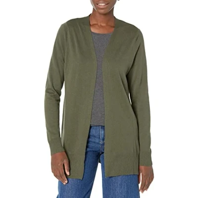 Image de Amazon Essentials Gilet Ouvert sur Le Devant Léger (Grandes Tailles Disponibles) Dames, Vert Olive, S