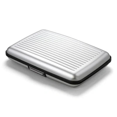 Afbeelding van Porte cartes en aluminium avec fermoir métal, protection RFID contre la fraude et démagnétisation, portefeuille compact, modèle Smart Case STOCKHOLM (Aluminium Silver)