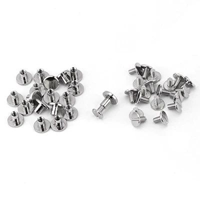 Afbeelding van Hilitand 20 stuks moer nagel klinknagels schroeven messing schroefdraad platte kop lederen ambachten riem handvat tas accessoires (8 mm)