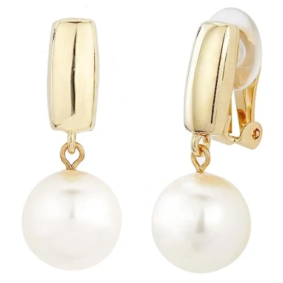 Afbeelding van Traveller Clip Oorbellen Oorclips Dames Hangers Pareloorclips Goudkleurig Parels Crème wit Oorhangers 30 mm 113718