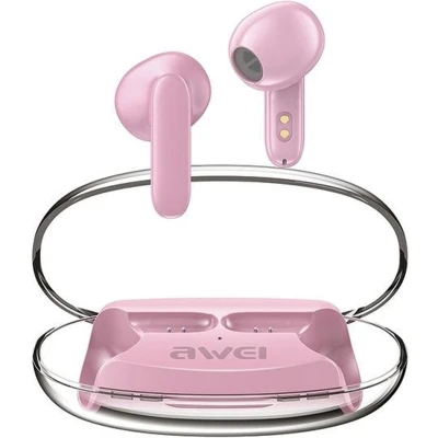 Afbeelding van AWEI Bluetooth 5.3 T85 ENC TWS hoofdtelefoon + dockingstation roze/roze