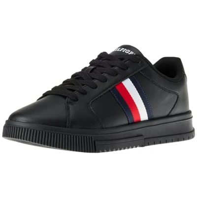 Afbeelding van Tommy Hilfiger Supercup Stripes Sneakers laag, Heren, Maat: 40, Black Leer