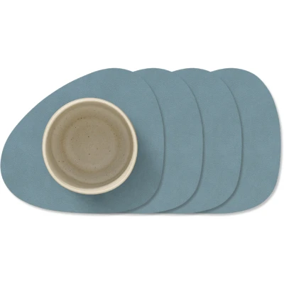Afbeelding van LIND DNA Onderzetters Nupo Leer Light Blue 13 x 11 cm 4 Stuks