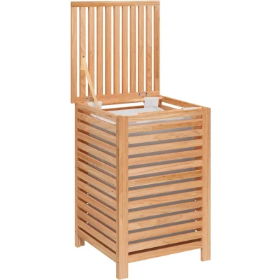 Afbeelding van Wasmand 45x45x65 cm massief walnotenhout
