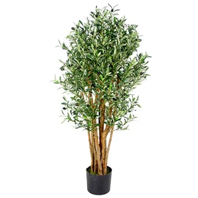 Afbeelding van Leaf Design UK kunstmatige olijfboom in zwarte kunststof pot 125 cm
