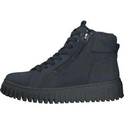 Afbeelding van Tamaris dames leren enkellaarsjes marine M2520643