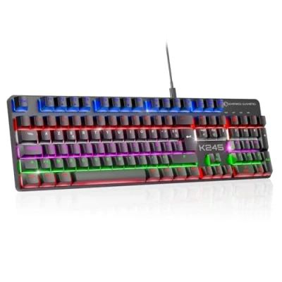 Afbeelding van EMPIRE Gaming Nieuw 2025 K245 toetsenbord, bekabeld, mechanisch MX Red (FR AZERTY) type C voor PC/PS4/PS5/Xbox RGB achtergrondverlichting met 24 effecten 105 toetsen N Key