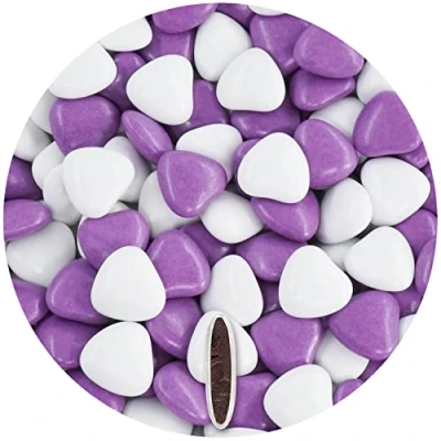Afbeelding van EinsSein 1kg Chocolade Kaarsen Dragees Mix Medium Wit/Paars Glanzende Hart Design voor Bruiloft, Chocolade, Bruiloft Dragees, Snoep, Bar, St. Nah, Sekeri Mini Hartvormige Draak