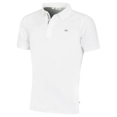 Afbeelding van Calvin Klein Campus 2025 Golfpolo met geribbelde kraag en 3 knopen voor heren, Wit Sport, XL