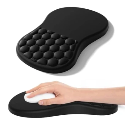 Afbeelding van Ergonomische muismat met polssteun, massagebal van traagschuim, verlichting carpale tunnelpijn, polssteun voor muis