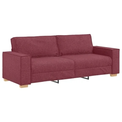 Afbeelding van vidaXL 3 Zits Bank Lichtgrijs 59 cm Stof Bordeauxrood Polyester