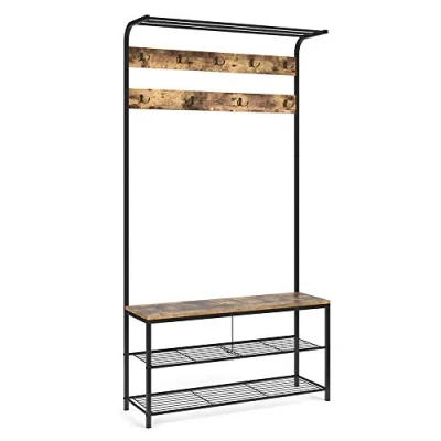 Afbeelding van Vicco Garderobe Fyrk, Antiek hout/Zwart, 100 x 190 cm