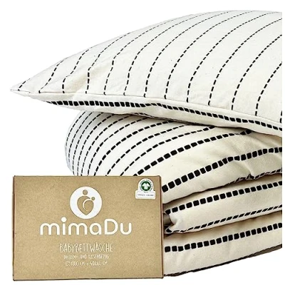 Afbeelding van MimaDu Biologisch Babybeddengoed 100 x 135 cm Kinderbeddengoed Katoen voor jongens en meisjes GOTS Oeko Tex (Boho)