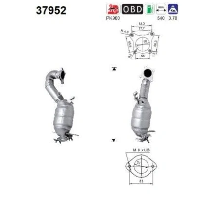 Afbeelding van Katalysator AS 37952, voor o.a. Audi, VW, SKODA, SEAT