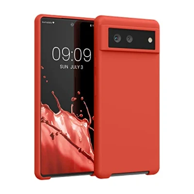 Afbeelding van kwmobile telefoonhoesje geschikt voor Google Pixel 6 Hoesje met siliconen coating Smartphone case in mandarijn oranje
