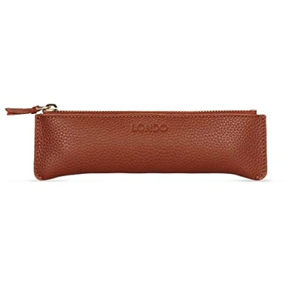 Afbeelding van Londo Pennenetui van echt leer, met ritssluiting (zwart), Bruin, Pen Case