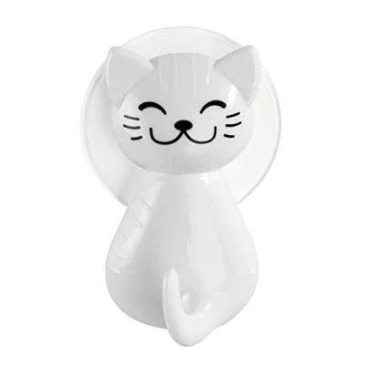 Afbeelding van WENKO Zuighaak witte kat wandhaak, kledinghaak, kunststof (ABS), 6 x 9,5 5,5 cm, wit