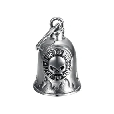 Afbeelding van BOBIJOO JEWELRY Motorbel Skull Ride to Live geluksbrenger MOCY Bell roestvrij staal, zilver, Zie beschrijving, klein, beschrijving
