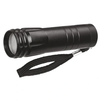 Afbeelding van EMOS Mini led zaklamp met gesp, IP43 waterdicht, lichtstroom 120 lumen, verlichtingsbereik 20 m, werkt op batterijen, zwart