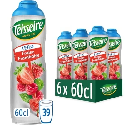 Afbeelding van Teisseire Geen suiker, framboos aardbeiensiroop voor verfrissende dranken, cocktails, jerrycan 6 x 60 cl