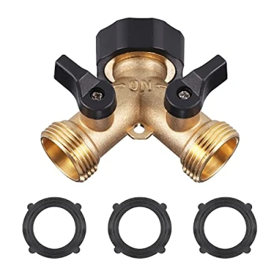 Afbeelding van Zocipro Dubbele wasmachinekraan, messing tuinkraansplitter, Y stuk, 3/4 inch, voor aansluiting van 2 apparaten