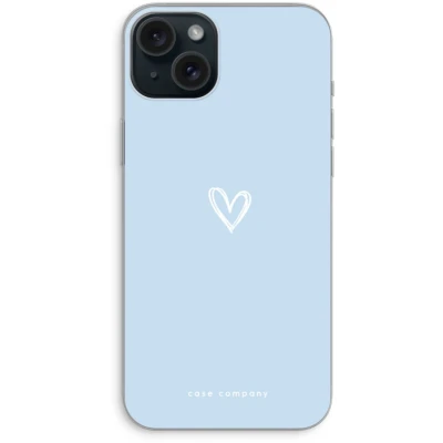 Afbeelding van Case Company® hoesje geschikt voor iPhone 15 Plus Klein Hart Blauw Soft Cover Telefoonhoesje Bescherming aan alle Kanten en Schermrand