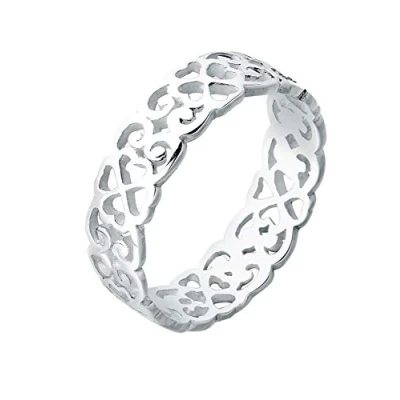 Afbeelding van Elli Dames Ring Hart Shamrock Ornament Uitgesneden in 925 Sterling Zilver