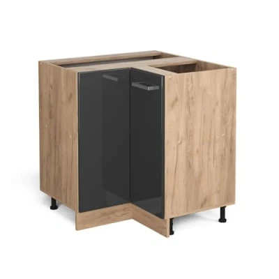 Afbeelding van Vicco Hoekkast R Line, Antraciet Hoogglans/Bruin, 75.6 cm zonder werkblad