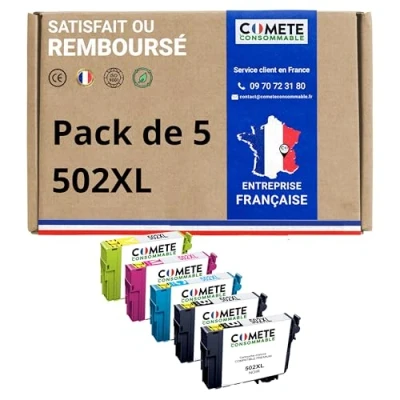 Image de COMETE 502XL 5 Cartouches d&#039;encre Compatibles avec Epson 502 ou Noir/Couleur