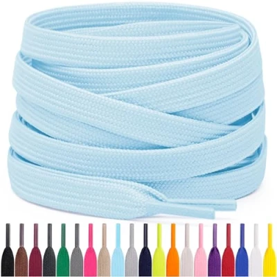 Afbeelding van Miscly Lacets Plats Pour Baskets, Plusieurs Longueurs et Couleurs Disponibles (Bleu Clair, 137 cm)
