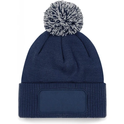 Afbeelding van Beechfield Snowstar patch beanie B443 French Navy / Light Grey
