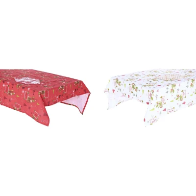 Afbeelding van Tafellinnenset DKD Home Decor Wit Rood Groen Beige (5 Onderdelen) (2 Stuks)