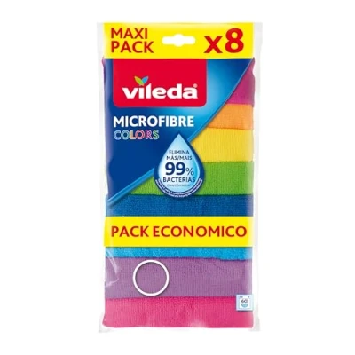 Image de Vileda Colors Lavettes microfibres dépoussiérantes et dégraissantes 8 pièces