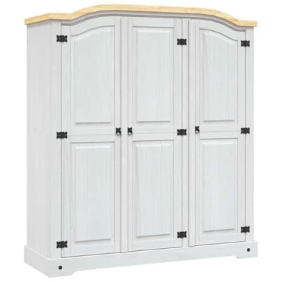 Image de vidaXL Garde robe avec 3 portes Gamme Corona pin mexicain Blanc