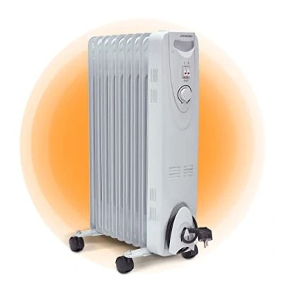 Afbeelding van Johannson Oliegevulde Radiator 2000 Watt Vermogen Mobiele Verwarming met 9 Elementen Oververhittingsbeveiliging Elektrische 3 Verwarmingsstanden Thermostaat