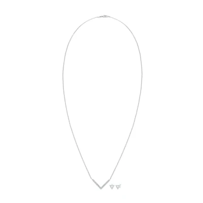 Afbeelding van Elli SET Dreieck GEO Kristalle EDGY Oorbellen, Dames, Maat: 45, Silber