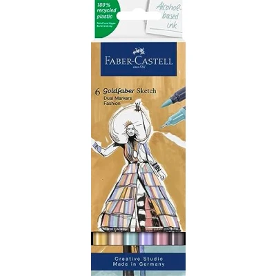 Afbeelding van Sketchmarker Faber Castell Goldfaber etui 6 stuks Fashion set op alcoh