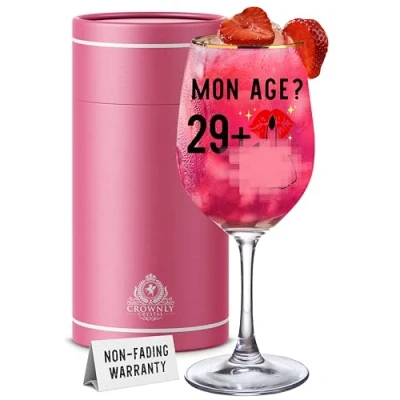 Afbeelding van CROWNLY CRYSTAL® cadeau voor dames, 30 jaar, wijnglazen, gepersonaliseerd cadeau, decoratie, vrouw, verjaardagscadeau, origineel grappig