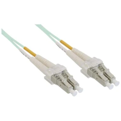 Image de InLine Cordon de raccordement LC multi mode (M) pour 25 m fibre optique duplex 50 / 125 microns OM3 sans halogène turquoise
