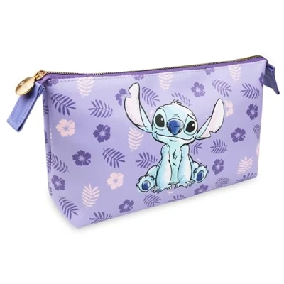 Afbeelding van Disney Mickey Toilettas, Stitch, tas, accessoires, reizen, opslag, make uptas, cadeau idee, meisjes, tieners, dames, stiksel, Paars.