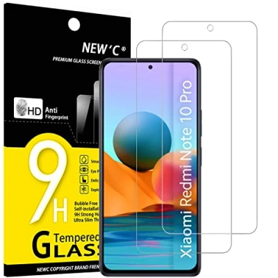 Afbeelding van NEW&#039;C 2 Stuks, Screen Protector voor Xiaomi Redmi Note 10 Pro, Pro Max 4G, Gehard Glass Schermbeschermer Film 0.33 mm ultra transparant, resistent, anti kras, vingerafdrukken