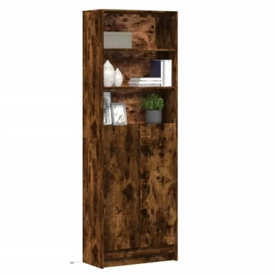 Afbeelding van vidaXL Hoge kast met LED 69x32,5x200 cm bewerkt hout gerookt eiken