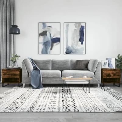 Afbeelding van Salontafels 2 st 50x46x50 cm bewerkt hout gerookt eikenkleurig