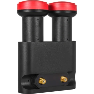 Afbeelding van MegaSat Diavolo Twin LNB monoblock Aantal gebruikers: 2 Feed opname: 40 mm vergulden aansluiting, Weerbestendig Zwart, Rood