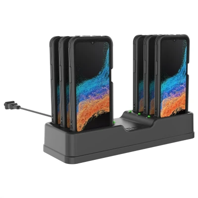 Afbeelding van RAM 6 Port Charging Dock Geschikt voor Samsung XCover6 Pro met case Zwart