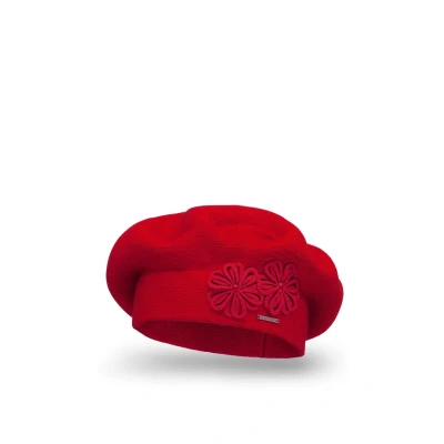 Afbeelding van VIVISENCE Baskenmuts voor dames, elegante wintermuts, warm en comfortabel in de winter herfst, dikke gebreide muts, klassieke muts gemaakt EU, Rood