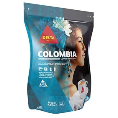Afbeelding van Delta Ground Roasted Coffee van COLOMBIA voor espresso of tas, 250 g
