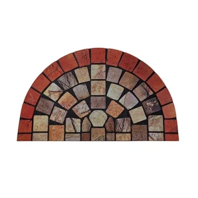 Afbeelding van Nicoman Stijlvolle milieuvriendelijke deurmat met schrapen en antislip, halve maan (75 x 44 cm), rode rand